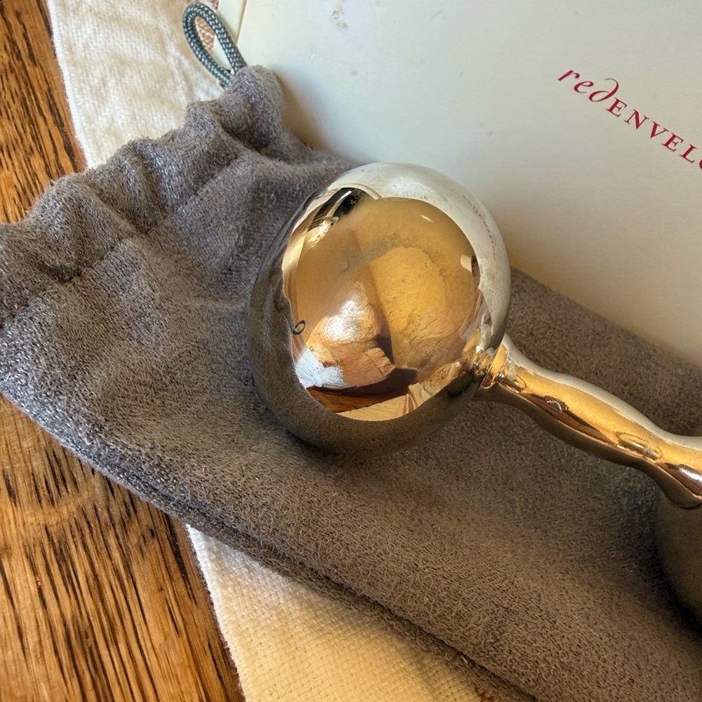Red Envelope Silver Plated Baby Rattle Classic Dumbbell - Picture 8 of 16